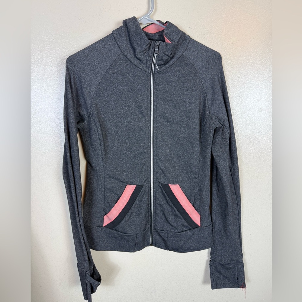Prana Breathe Jacket Zip-Up Lightweight Athleisure Gray Black Running Yoga Small